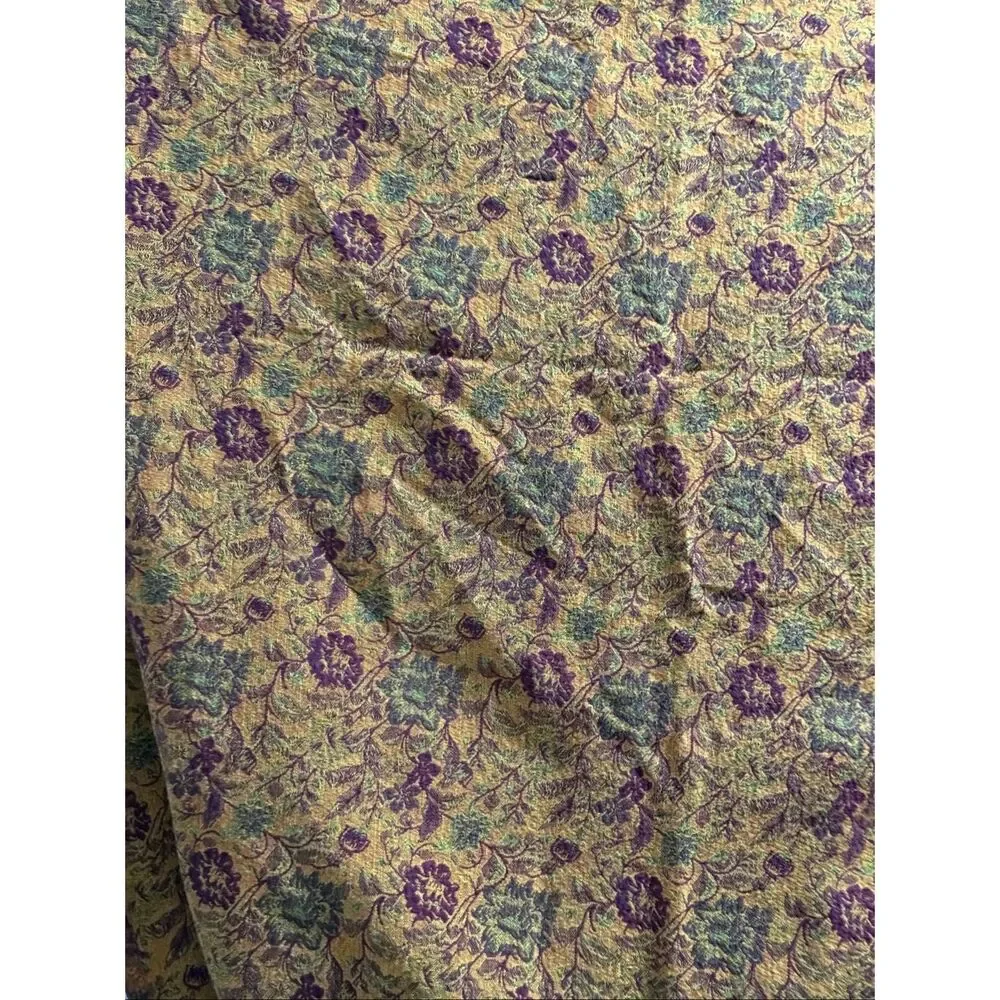 Crate and Barrel Tapestry Tablecloth 126” X66” Warm Fall Floral Colors W/ Fringe